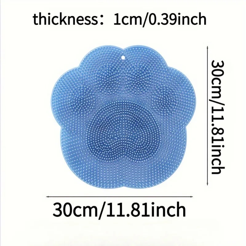 1 Pack Silicone Shower Foot Scrubber Mat, Multi-function Back & Foot Massager Pad Non-slip Bathroom Shower Accessory