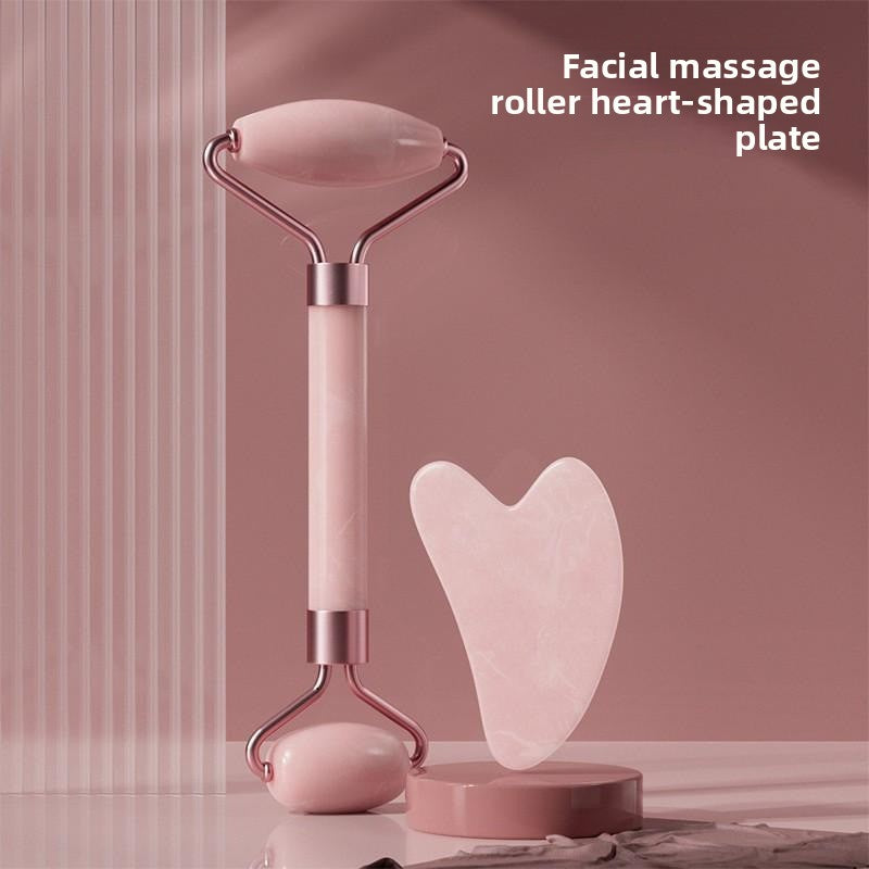 Rose Quartz Roller Massager Set Non-Jade Facial Roller Massager