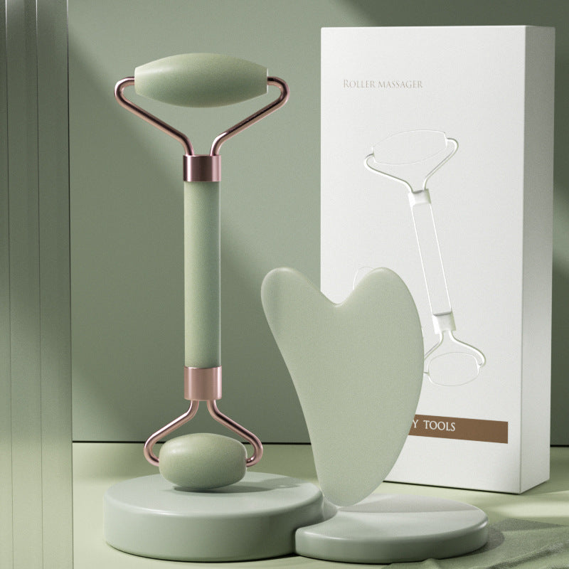 Rose Quartz Roller Massager Set Non-Jade Facial Roller Massager