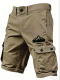 Men's Cargo Shorts Mountain Print Multi-Functional Utility Pockets Non-Stretch Fabric Zipper Closure Outdoor Survival Sty