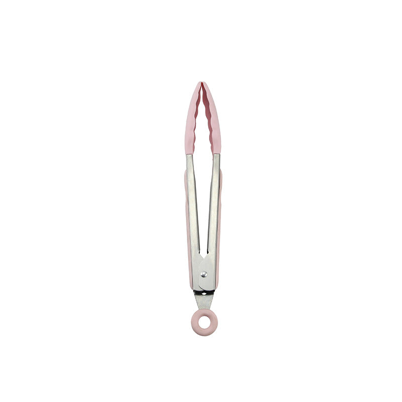 Pink wooden-handled silicone kitchen utensils