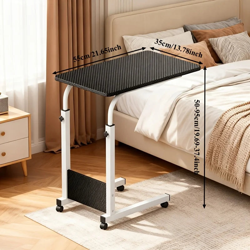 Portable Height Adjustable Rolling Laptop Cart, Overbed Table with Wheels, Multifunctional Side Table for Reading, Eating, Working on Bed & Couch