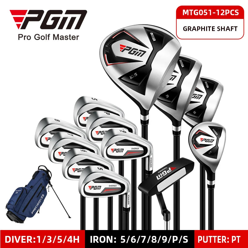 PGM MTG051 Beginner Right Handed Portable Complete Golf Set with Rubber Grip and Golf Accessories