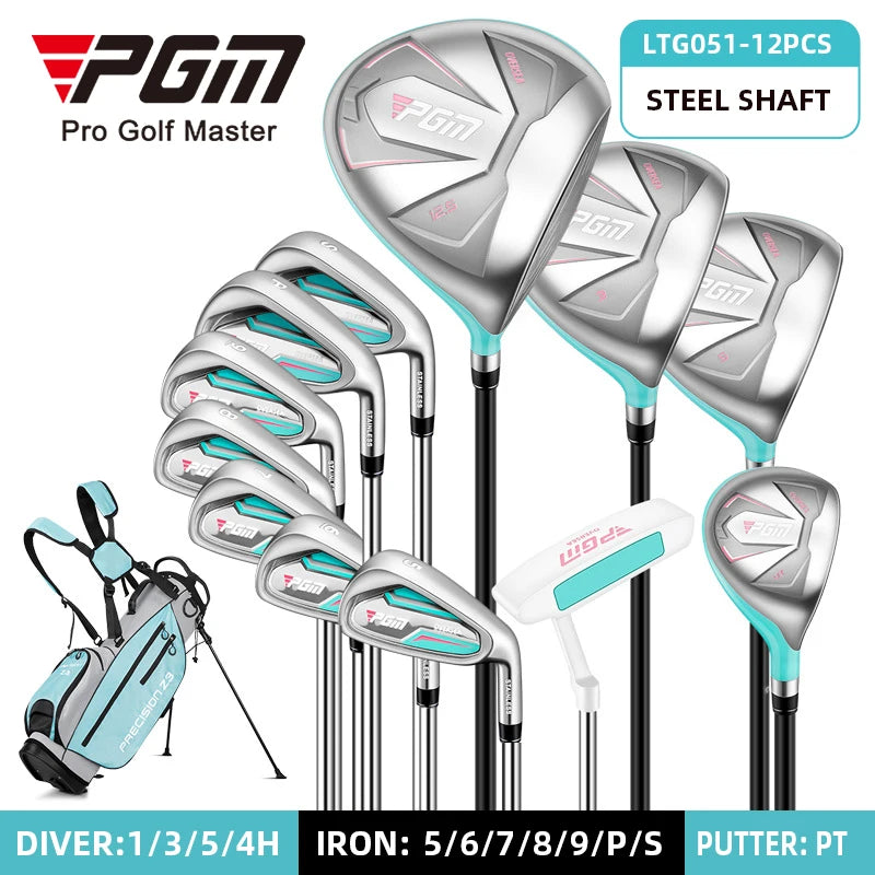 PGM MTG051 Beginner Right Handed Portable Complete Golf Set with Rubber Grip and Golf Accessories