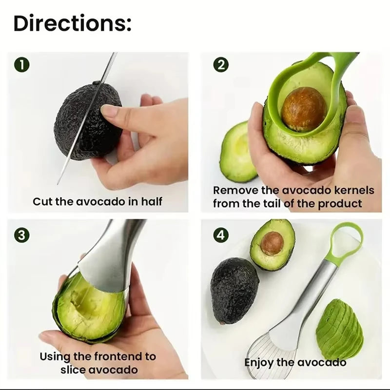 Avocado Slicer 2 In 1 Stainless Steel Avocado Cutter Peeler Knife Pitaya Kiwi Slicer Peeler Kitchen Gadget Fruit Vegetable Tools