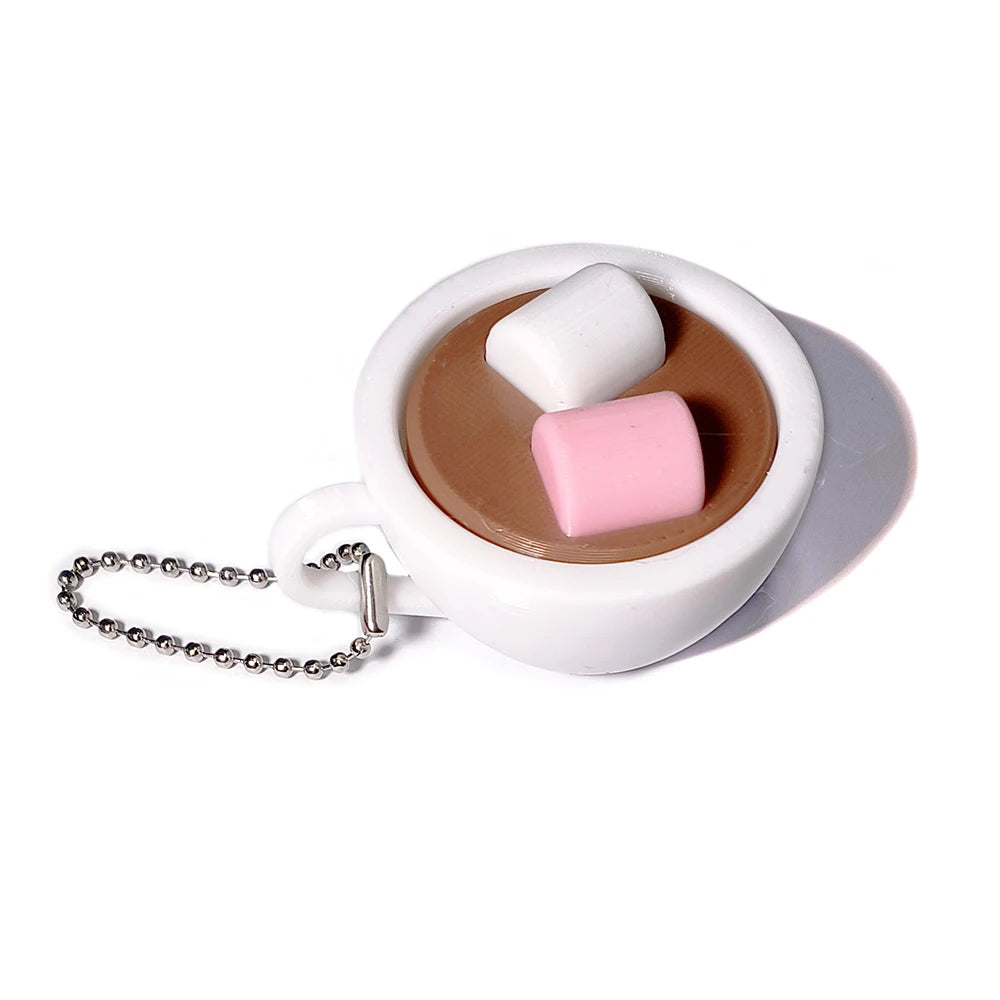 Calming Keychain Keys Finger Button Anti-stress Toys Coffee Ice Cream Cheese Food Funny  Decompression Gifts for Children Adults