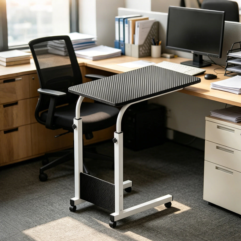 Portable Height Adjustable Rolling Laptop Cart, Overbed Table with Wheels, Multifunctional Side Table for Reading, Eating, Working on Bed & Couch