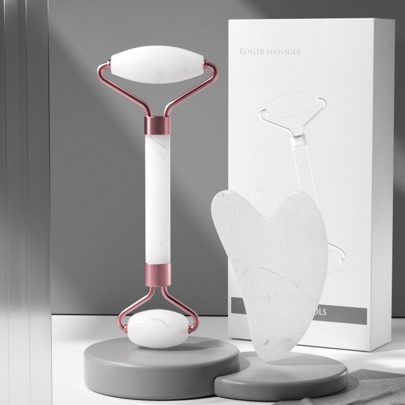 Rose Quartz Roller Massager Set Non-Jade Facial Roller Massager