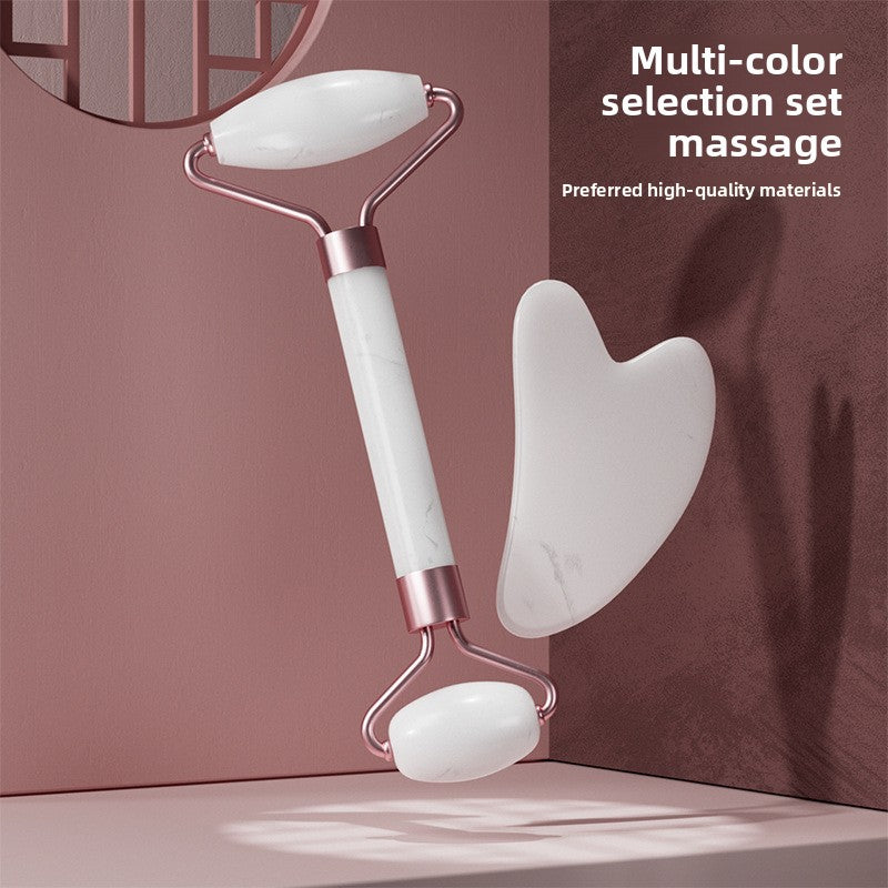 Rose Quartz Roller Massager Set Non-Jade Facial Roller Massager