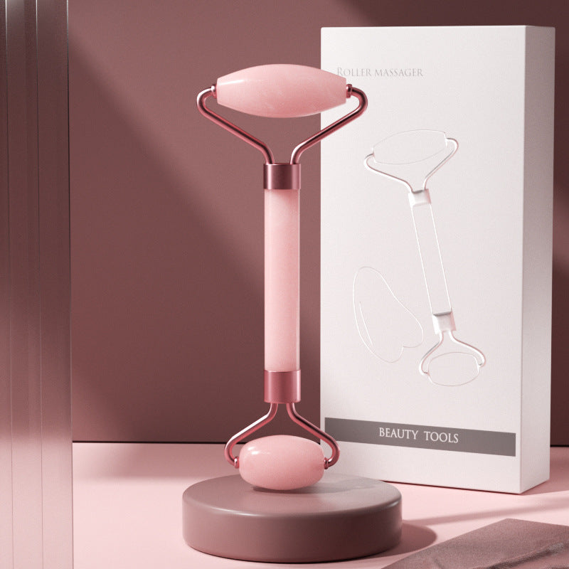Rose Quartz Roller Massager Set Non-Jade Facial Roller Massager